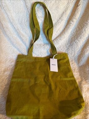 Baggu Mini Merch Tote Moss Green Recycled Canvas Cotton Small Handbag NEW Boho
